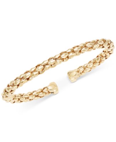Pyramid Link Polished End Cuff Bracelet