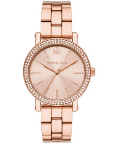 Женские часы Michael Kors Corey Three-Hand Rose Gold-Tone Stainless Steel 38mm
