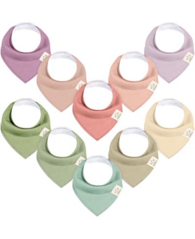 KeaBabies 10pk Baby Bandana Bibs, Cotton Baby Drool Bibs for Baby Boy, Girl, Baby Bibs for Infant, Newborn
