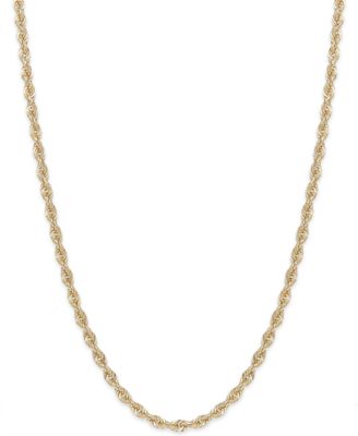 Lightweight Rope Chain 16" Necklace (1-3/4mm) in 14k Yellow Gold