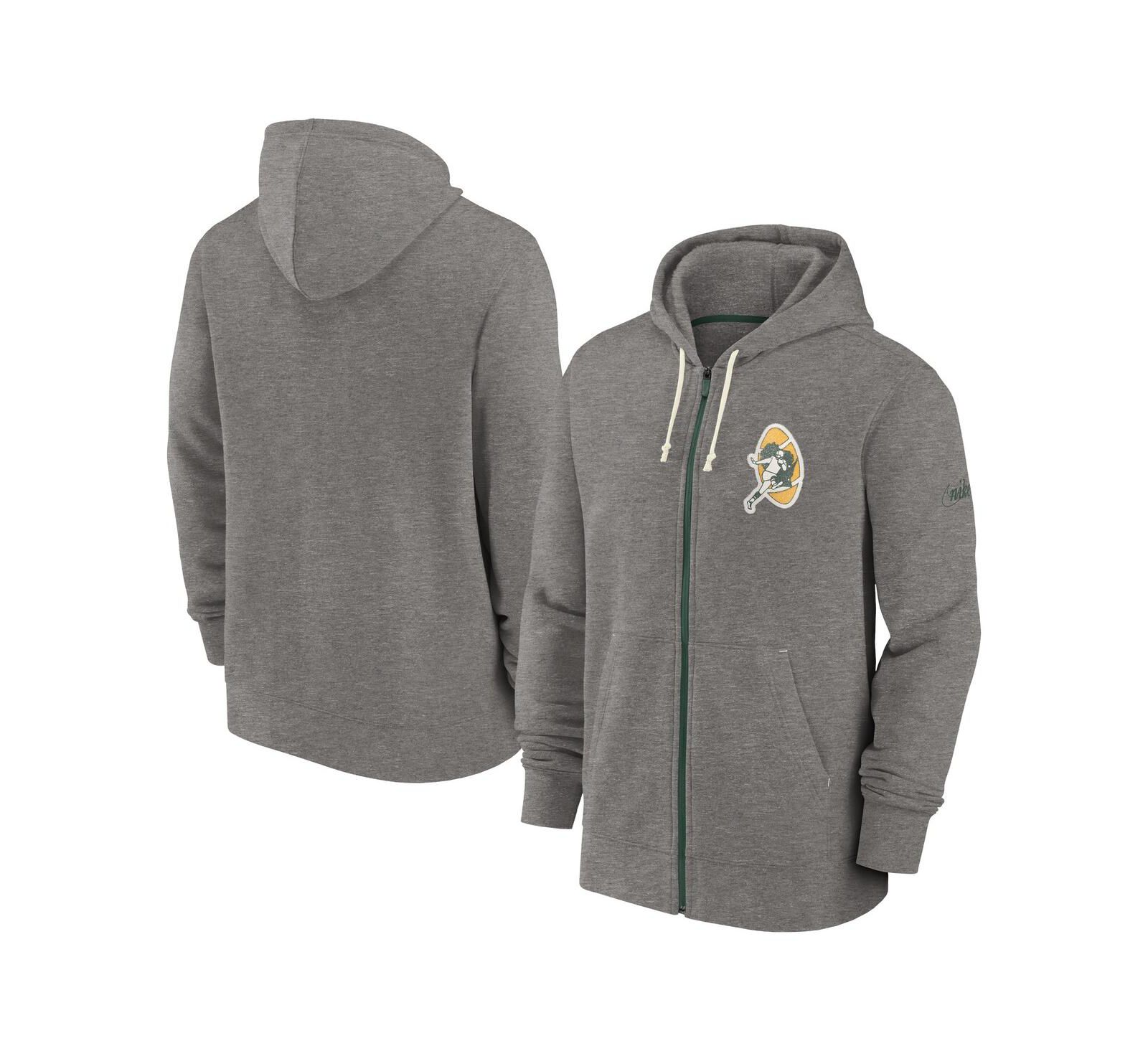 Мужское худи Nike с молнией Green Bay Packers Historic Lifestyle, цвет Heather Charcoal