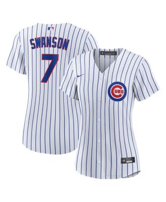 Nike Женская джерси Chicago Cubs Dansby Swanson White Royal Home Replica Player