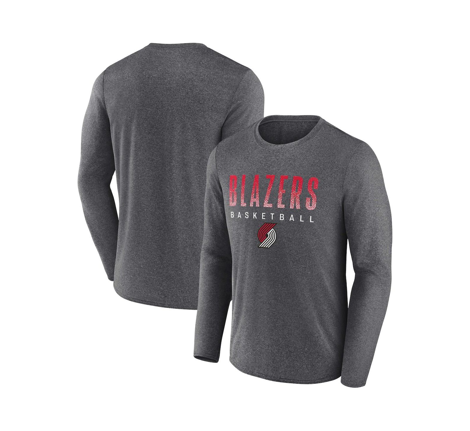 Мужская футболка Fanatics Heathered Charcoal Portland Trail Blazers Where Legends Play Iconic Practice Long Sleeve