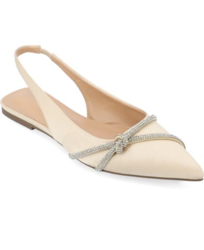 Journee Collection Women's Rebbel Rhinestone Knot Slingback Flats