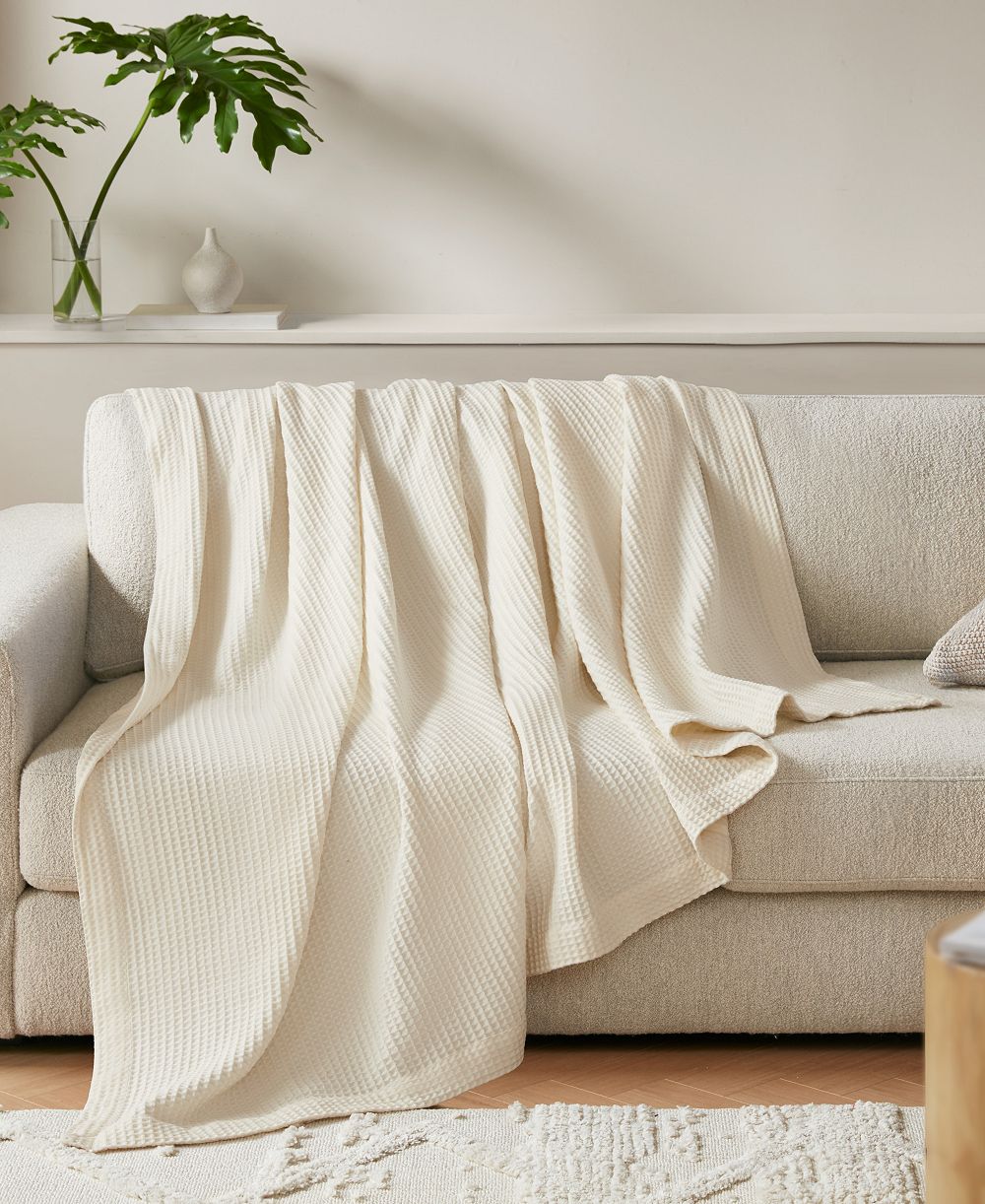Madison Park Waffle Weave Cotton Blanket, King
