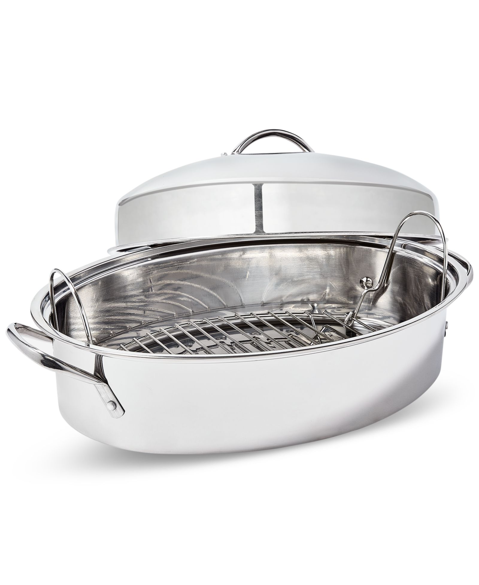 The Cellar Stainless Steel 8-Qt Covered Oval Roaster with Rack, Exclusively at Macy’s