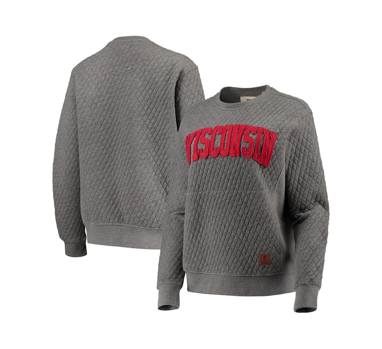 Pressbox Женское стеганое худи Wisconsin Badgers Heather Charcoal