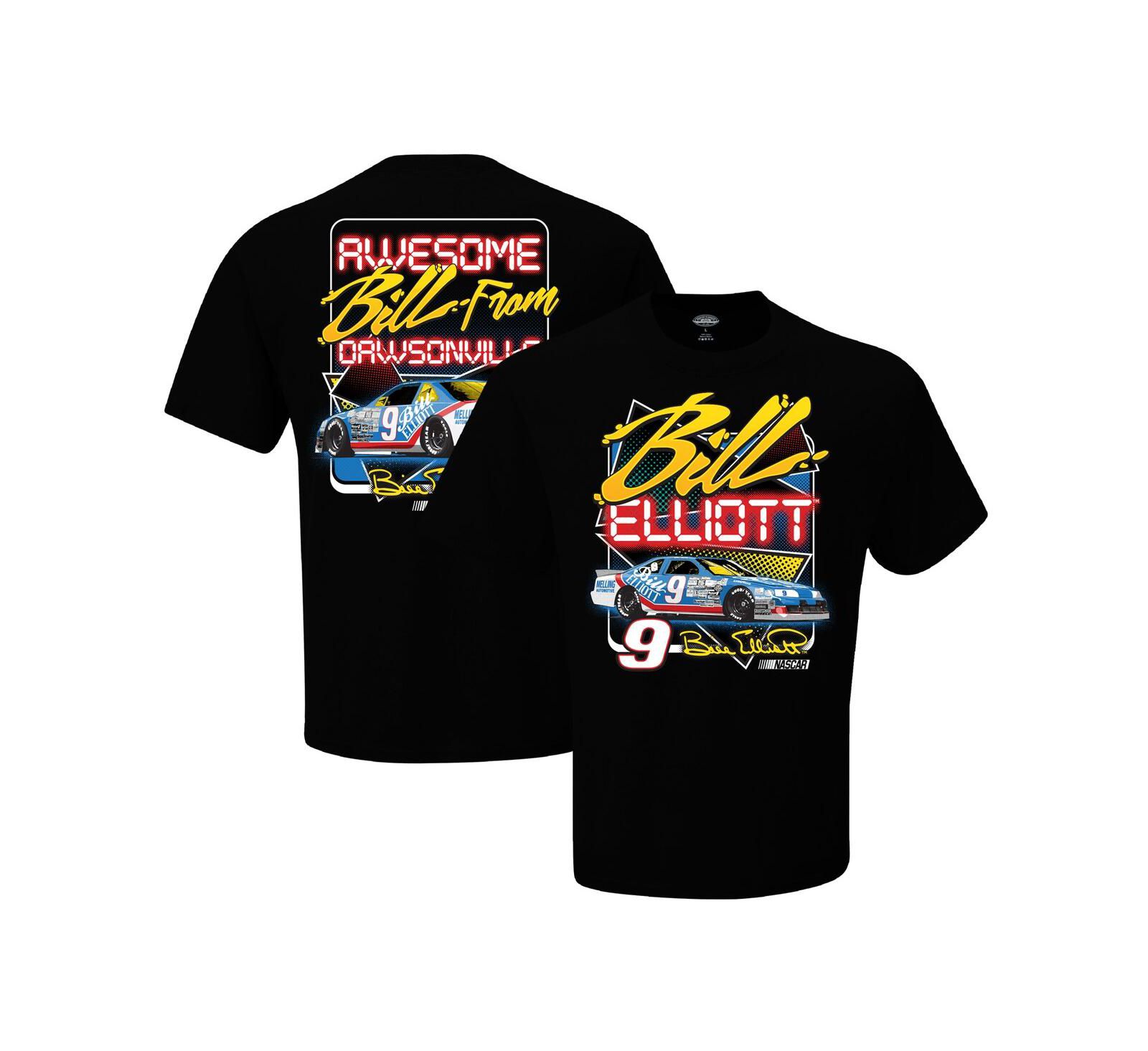Мужская спортивная футболка Checkered Flag Sports Black Bill Elliott Dawsonville с двусторонним принтом