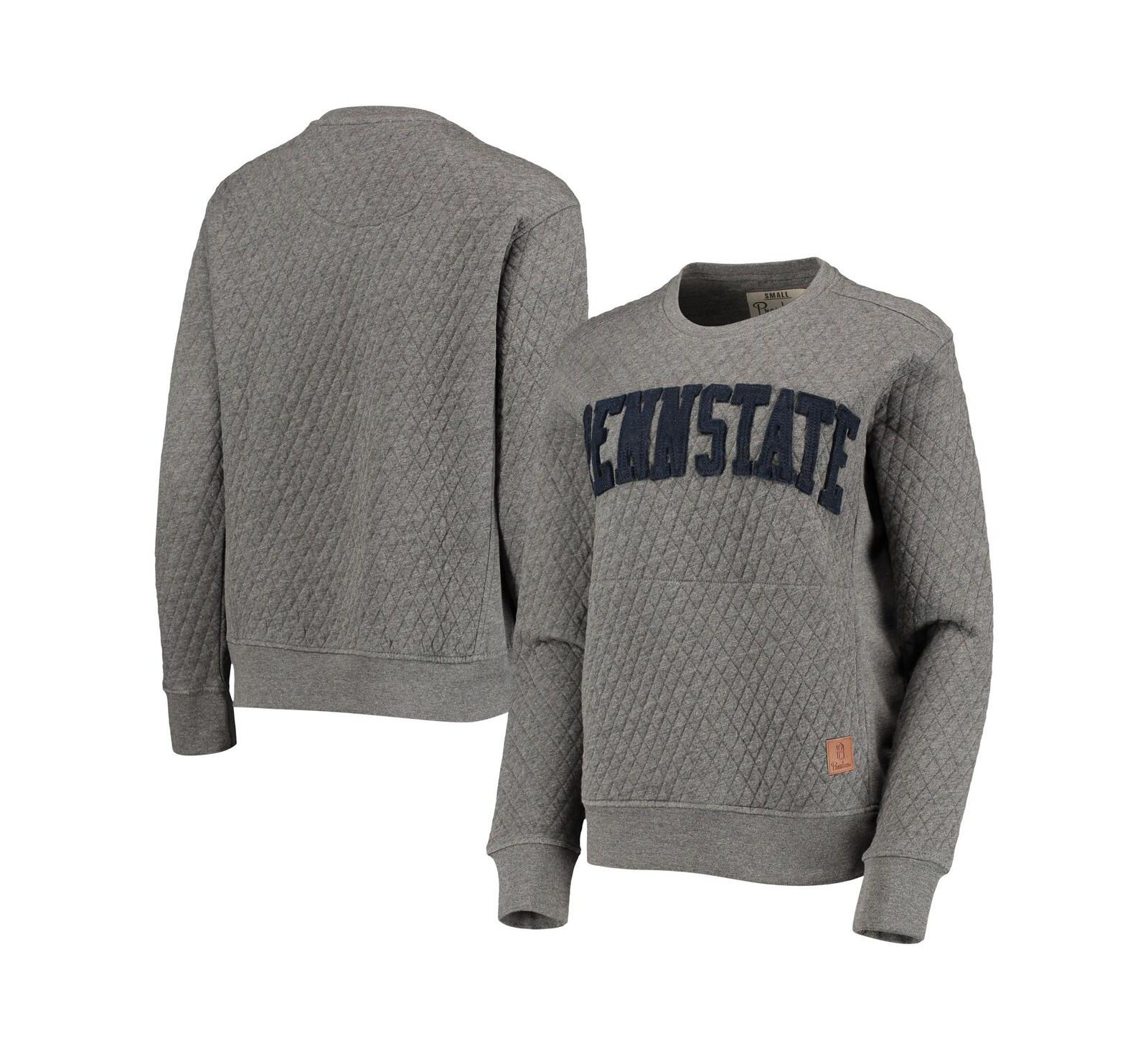 Women's Pressbox Heather Charcoal Penn State Nittany Lions Moose Quilted Pullover Sweatshirt
