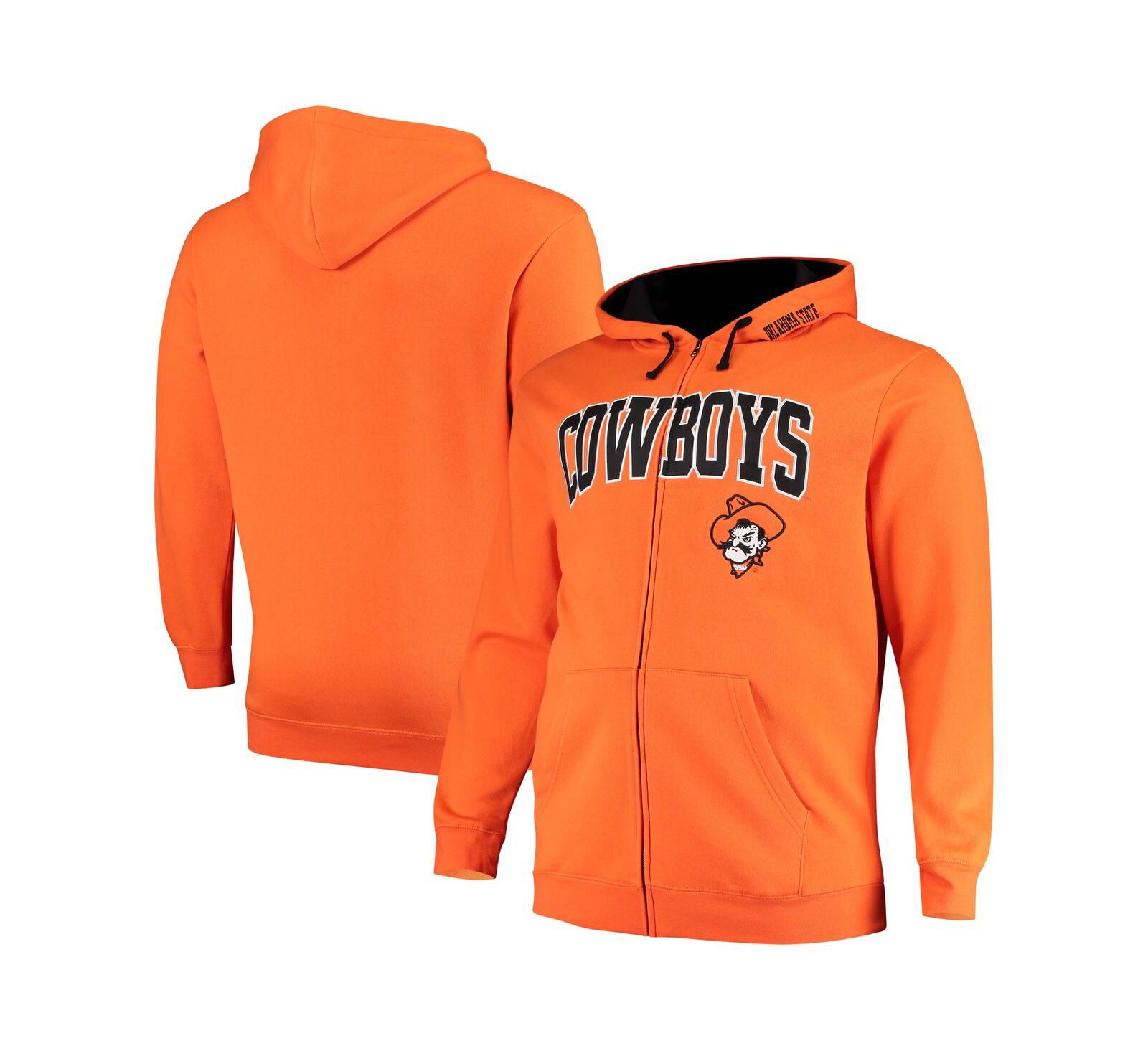 Men's Colosseum Orange Oklahoma State Cowboys Big and Tall Full-Zip Hoodie