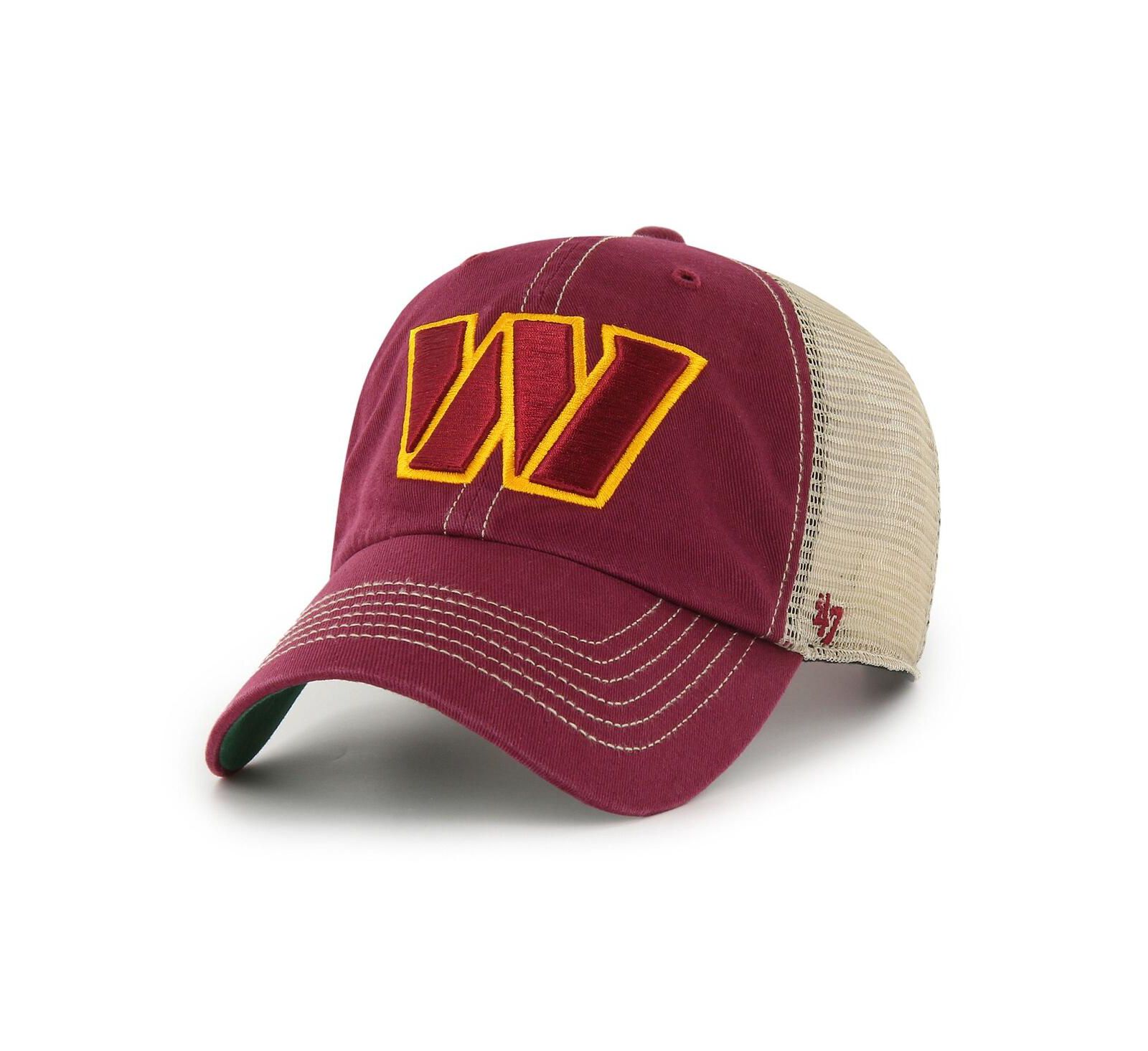 Мужская кепка '47 Brand Burgundy, Natural Washington Commanders Trawler Clean Up Trucker Snapback