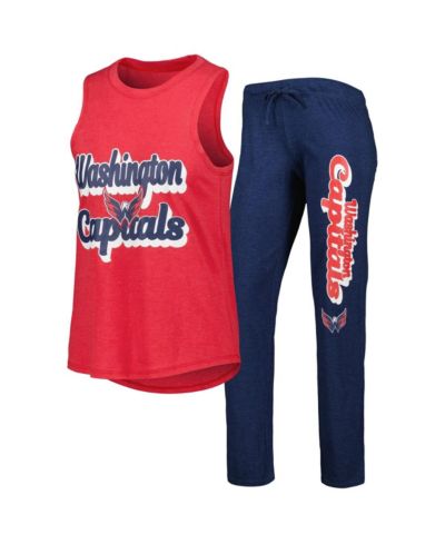 Women's Concepts Sport Heather Red, Heather Navy Washington Capitals Meter Muscle Tank Top and Pants Sleep Set