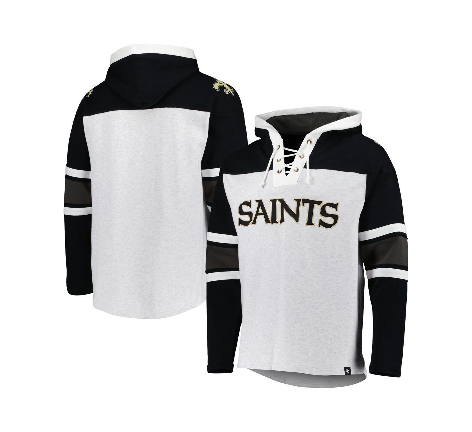 '47 Brand Мужское худи с завязками Gridiron, New Orleans Saints, серая меланж