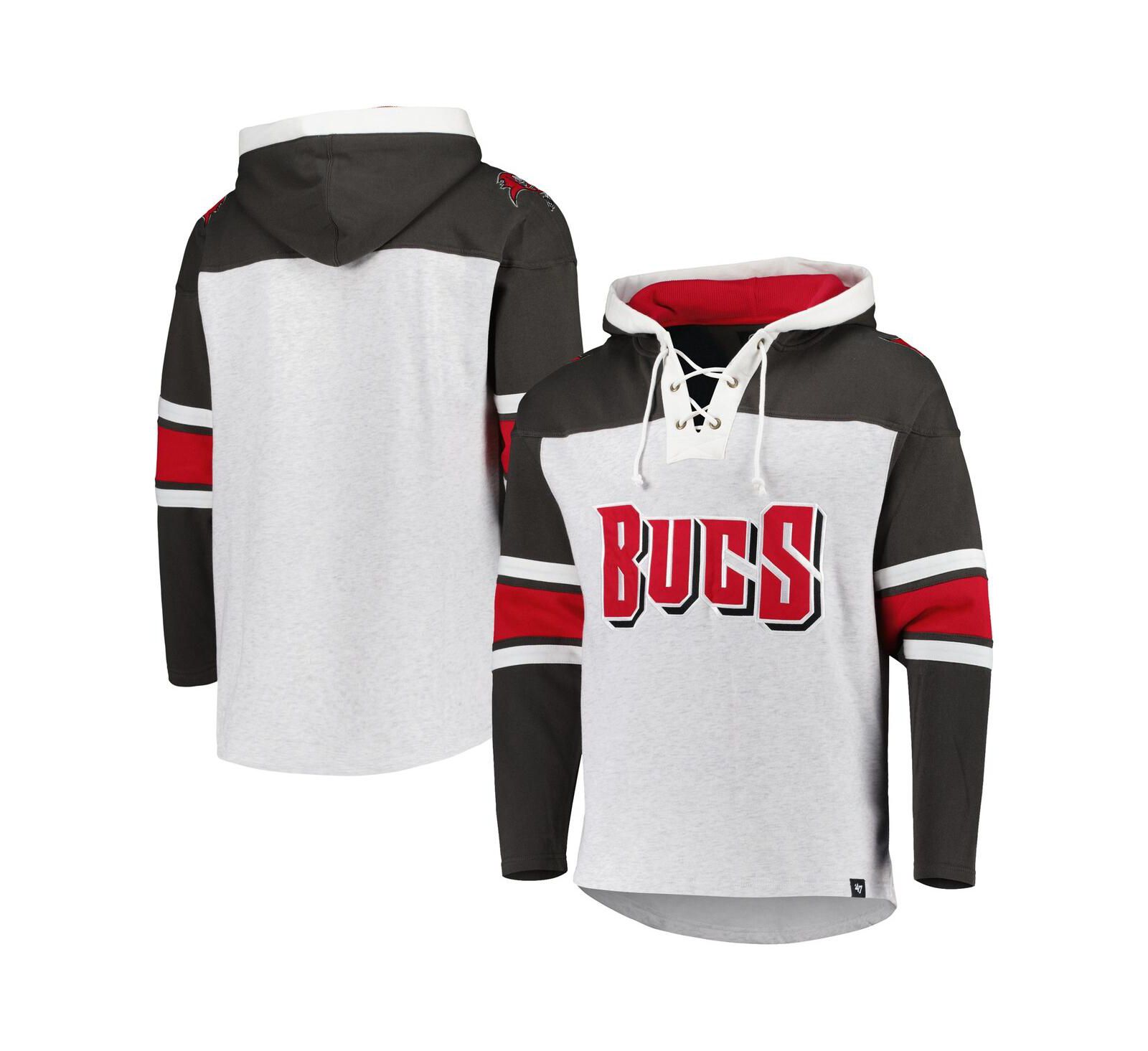 Мужская толстовка '47 Brand Tampa Bay Buccaneers Heather Gray Gridiron Lace-Up Pullover