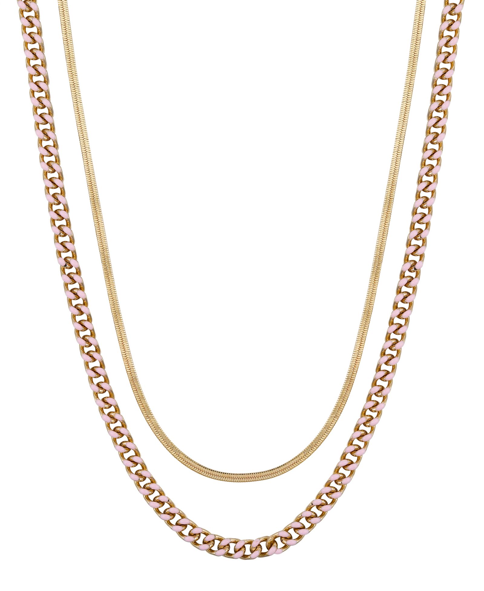 Unwritten Набор из двух цепочек: Curb и Herringbone с позолотой 14K Gold