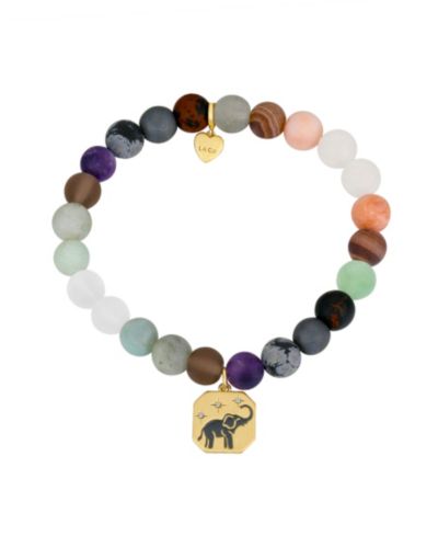 Unwritten браслет с кристаллом Elephant Multi Color Matte Stone Stretch 14k Gold Plated
