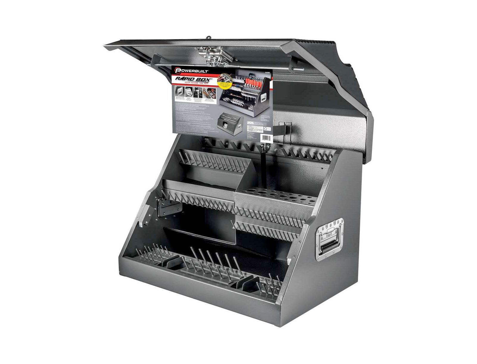Powerbuilt 26 Inch Rapid Box Slant Front Toolbox with Tool Magnets - Gray
