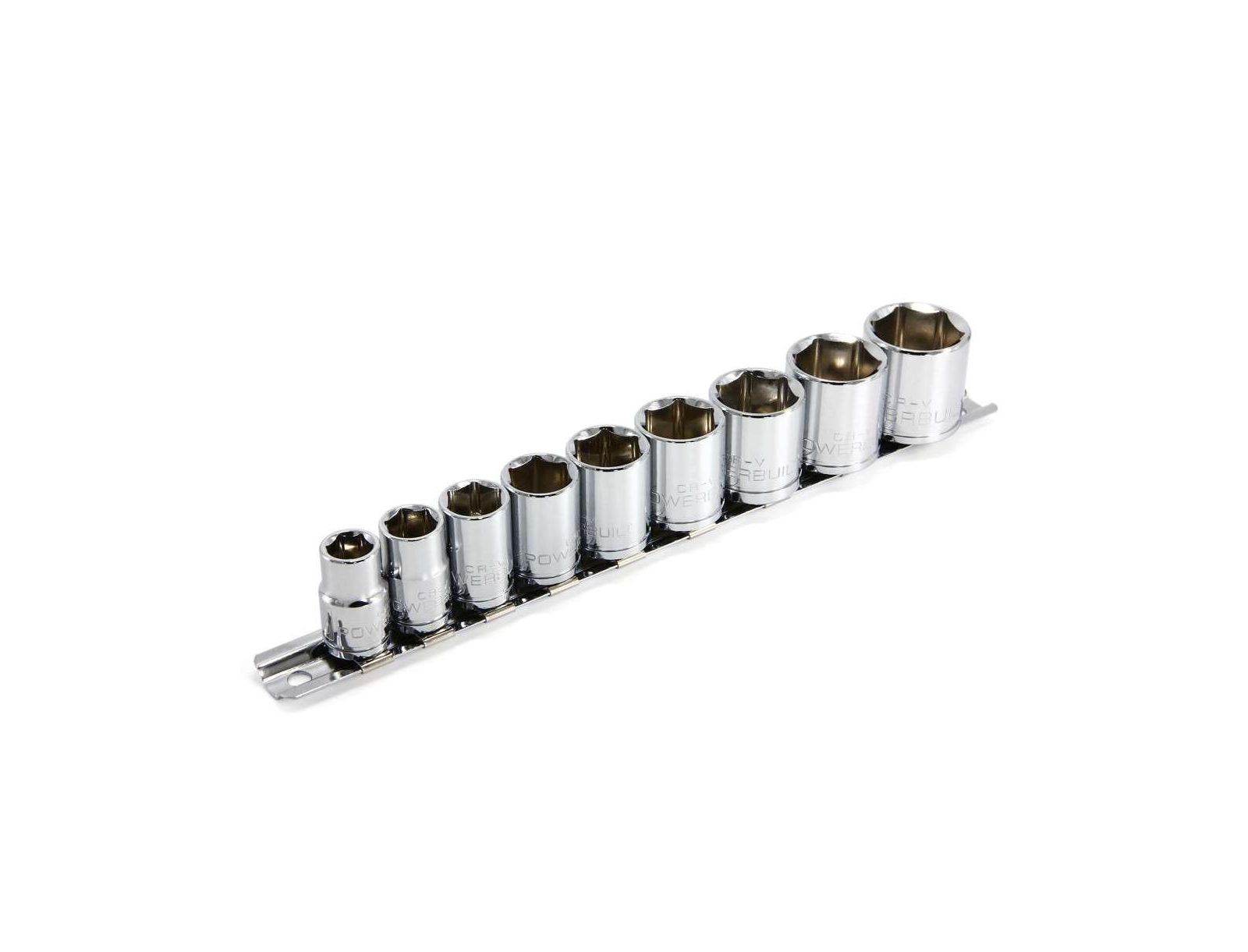 Powerbuilt Набор инструментов из 9 предметов, 3/8 Inch Drive SAE 6 Point Shallow Socket