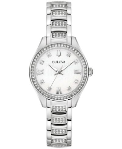 Женские наручные часы Bulova Crystal Stainless Steel, 29mm
