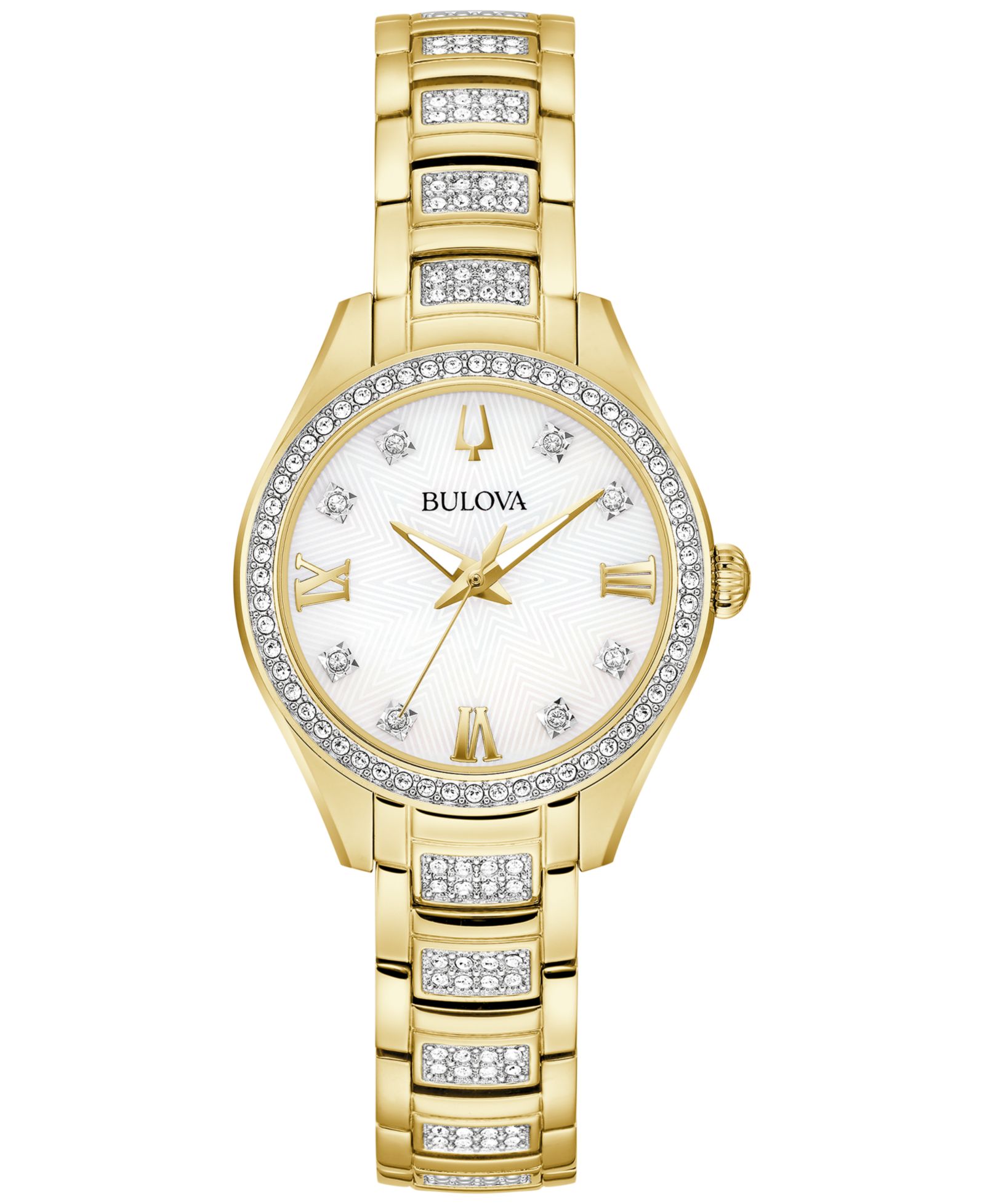 Женские наручные часы Bulova Crystal Gold-Tone Stainless Steel 29mm