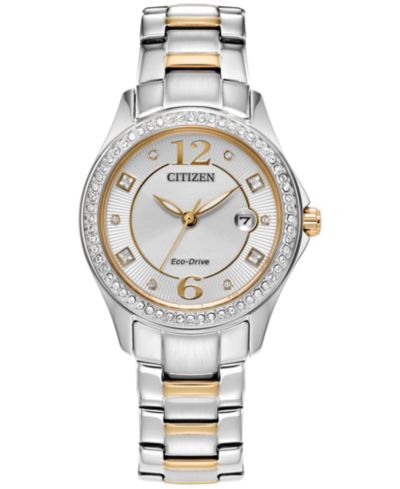 Женские часы Citizen Eco-Drive Crystal Two-Tone Stainless Steel 30mm