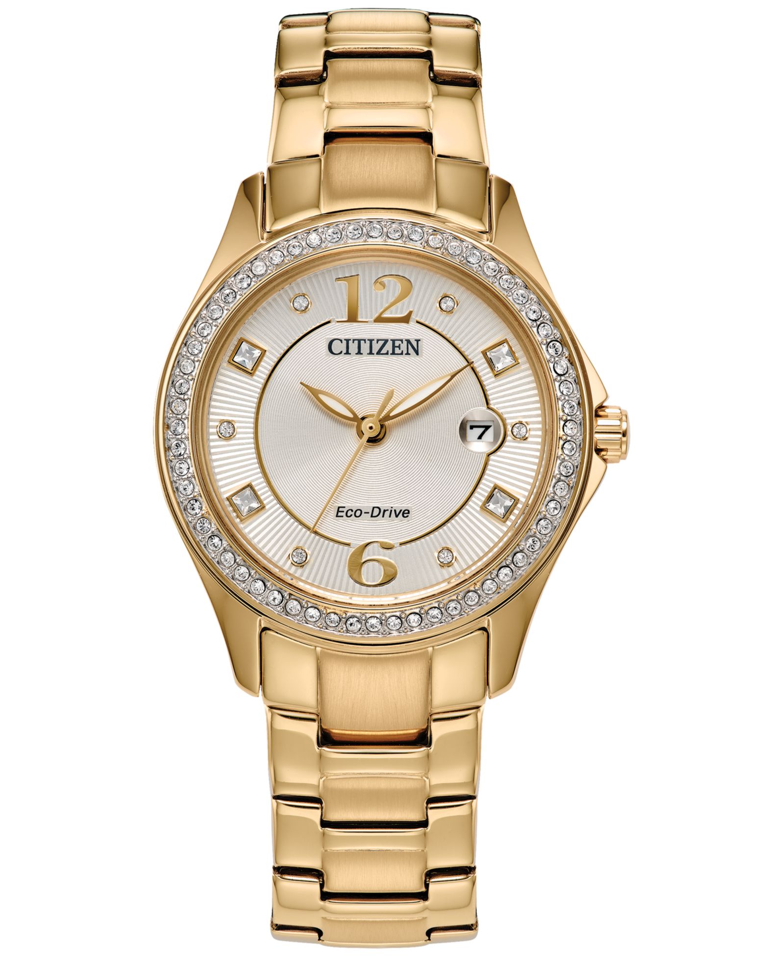 Женские часы Citizen Eco-Drive Crystal Gold-Tone Stainless Steel Bracelet 30mm