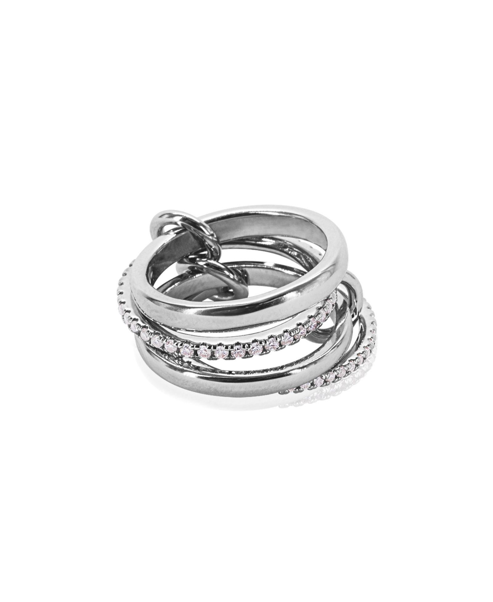 OMA THE LABEL Stackable Roseline Ring in White Gold-Plated Brass