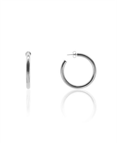 OMA THE LABEL Liv  1 1/2" Medium Hoops in White Gold- Plated Brass, 40mm