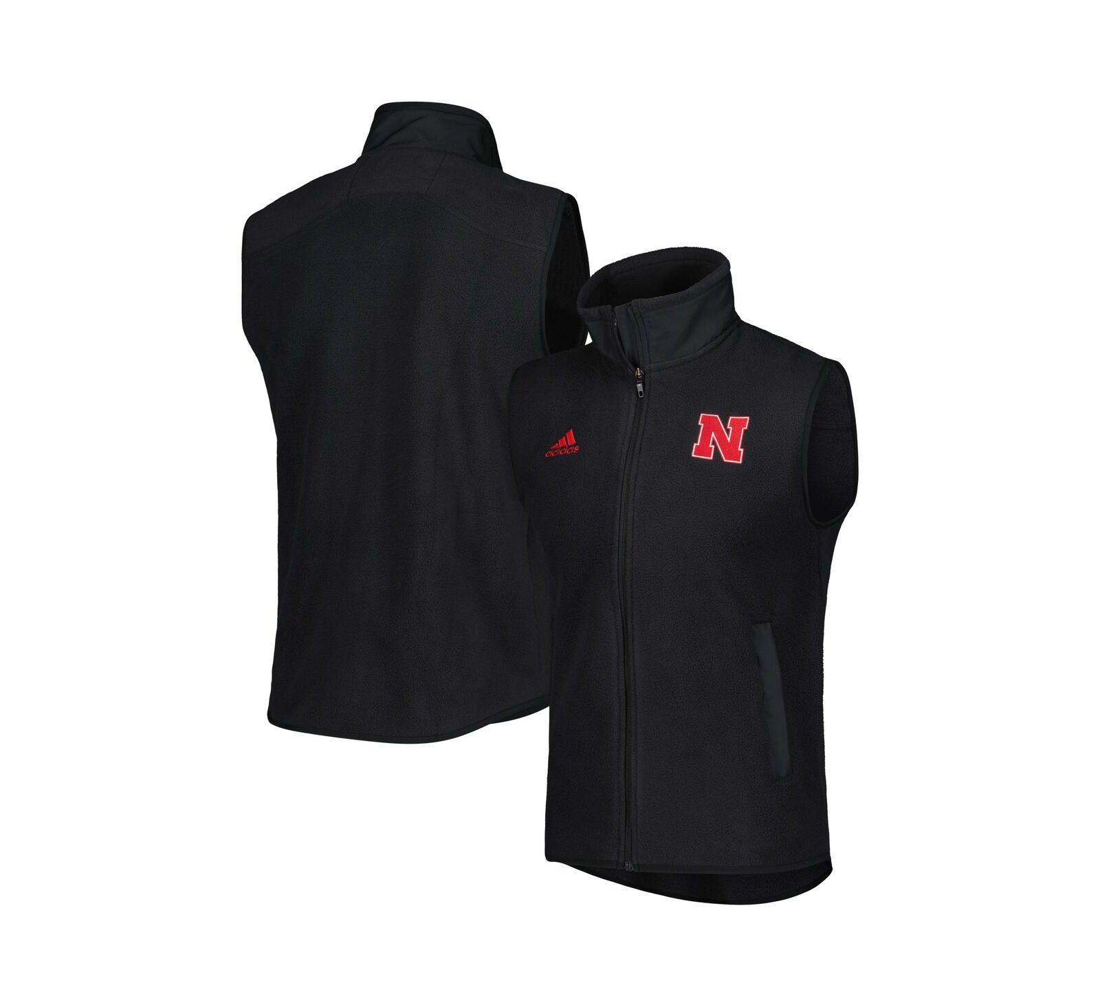 Men's adidas Black Nebraska Huskers Full-Zip Vest