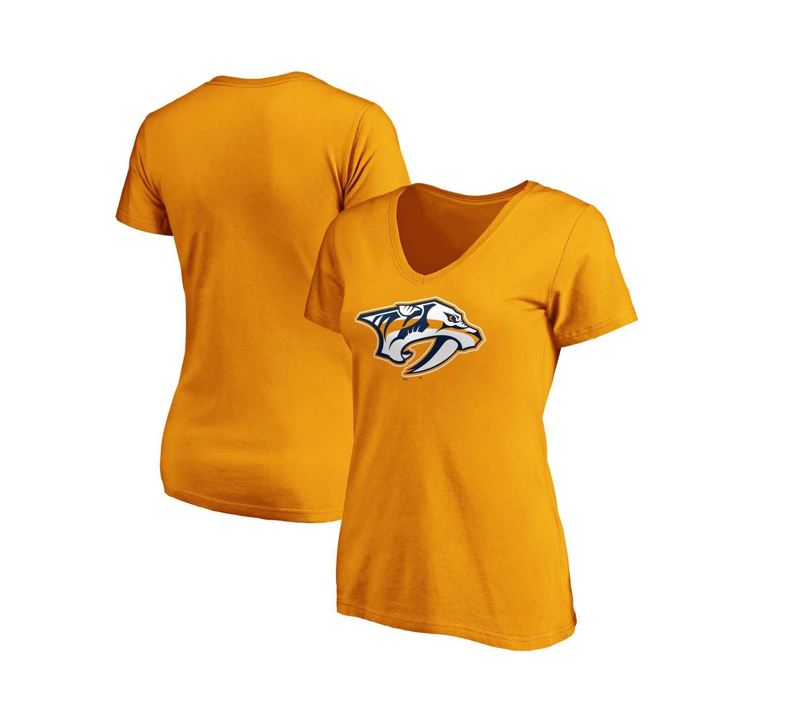 Women's Fanatics Gold Nashville Predators Primary Logo V-Neck T-shirt