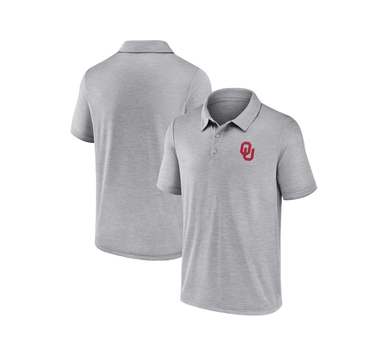 Мужской Fanatics Gray Oklahoma Sooners Striated Primary Logo Polo Shirt