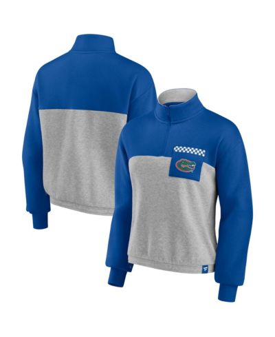 Женская куртка Fanatics с цветовым блоком и молнией на четверть в цвете Royal/Heathered Gray Florida Gators