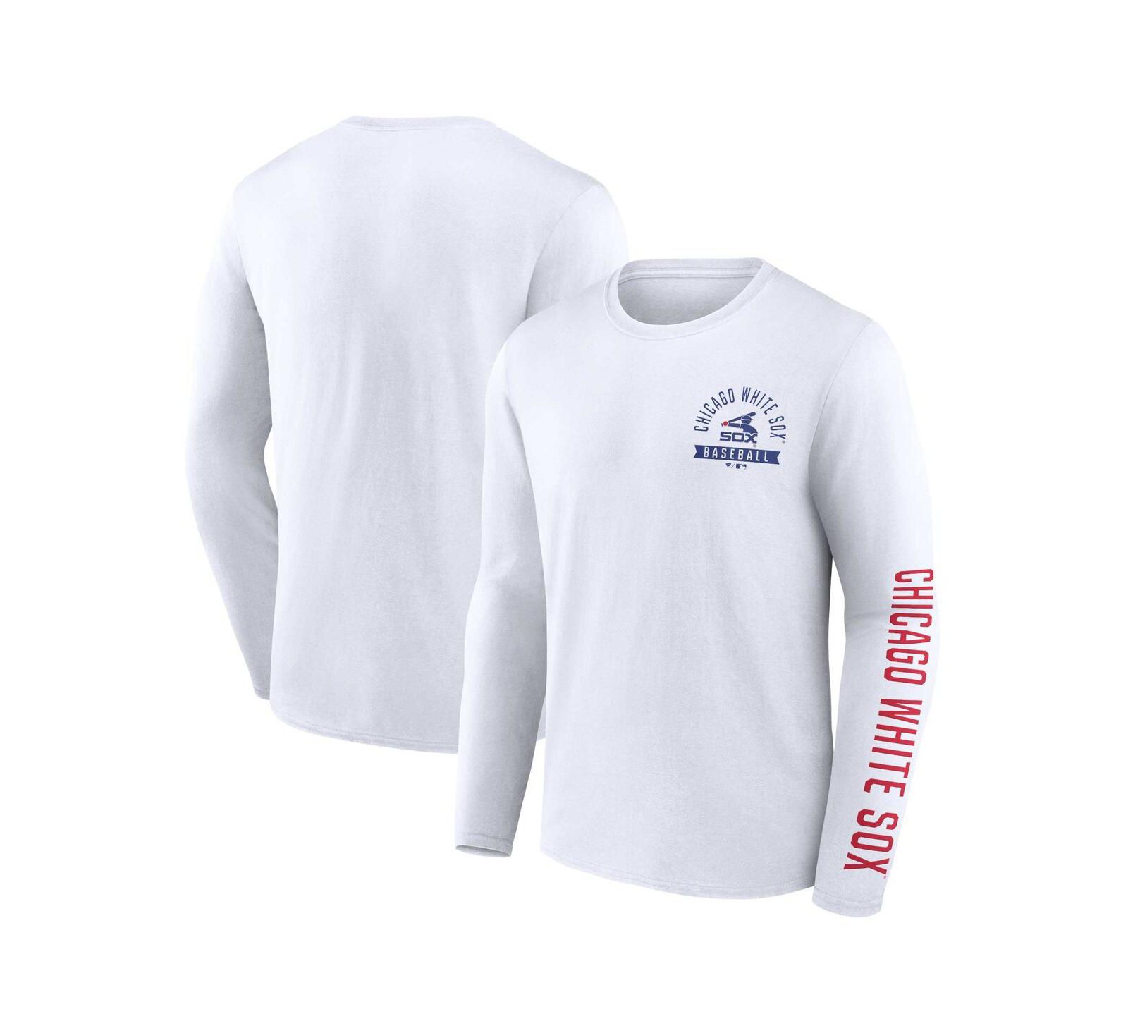 Men's Fanatics White Chicago White Sox Pressbox Long Sleeve T-shirt