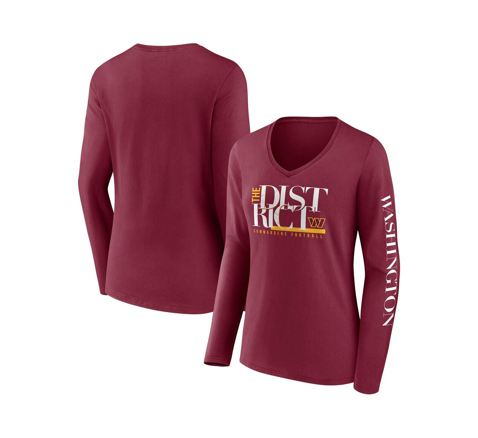 Женская футболка Fanatics Burgundy Washington Commanders Hometown Sweep Long Sleeve V-Neck