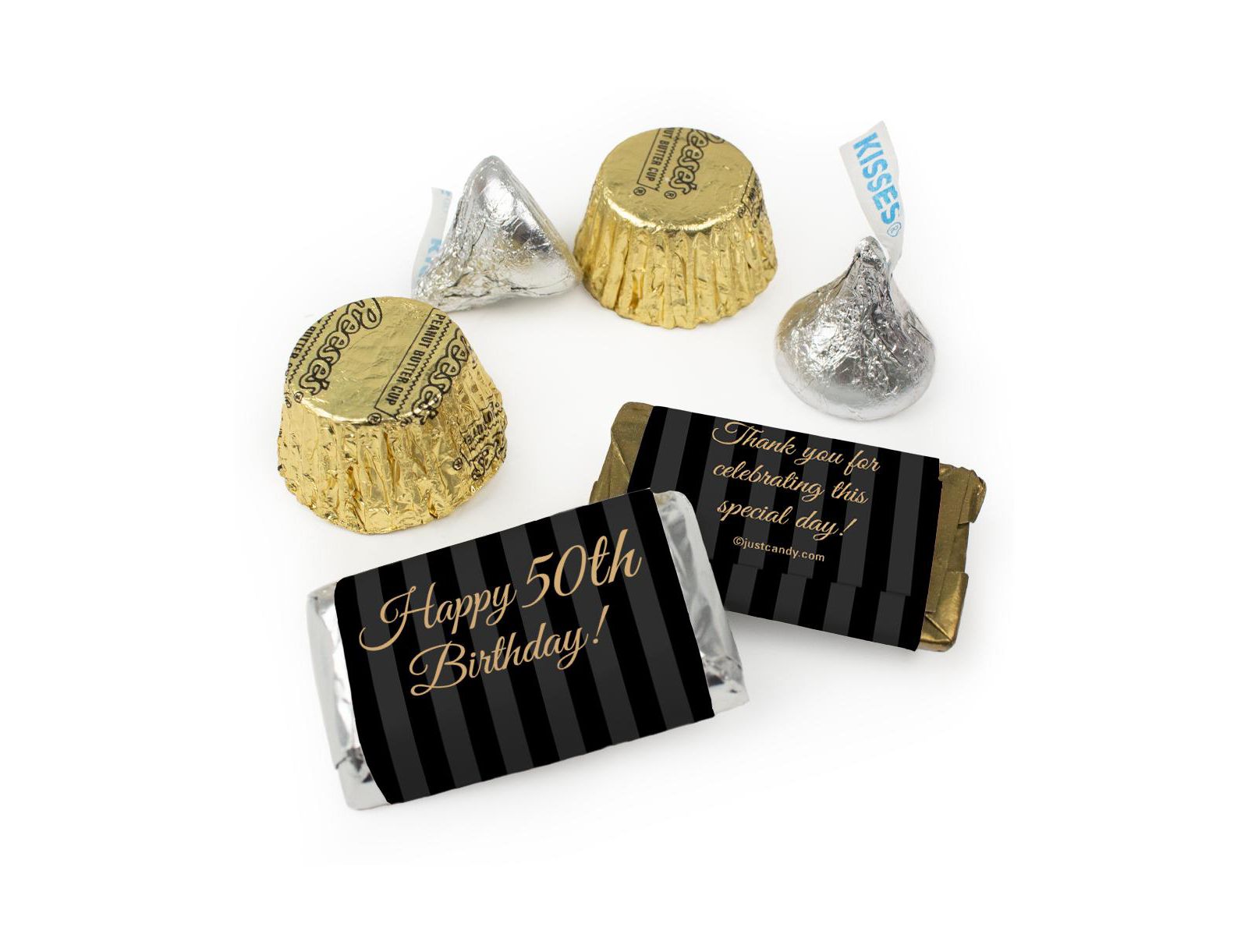 Just Candy 50th Birthday Candy Party Favors Hershey's Chocolate Mix, 110 Pieces