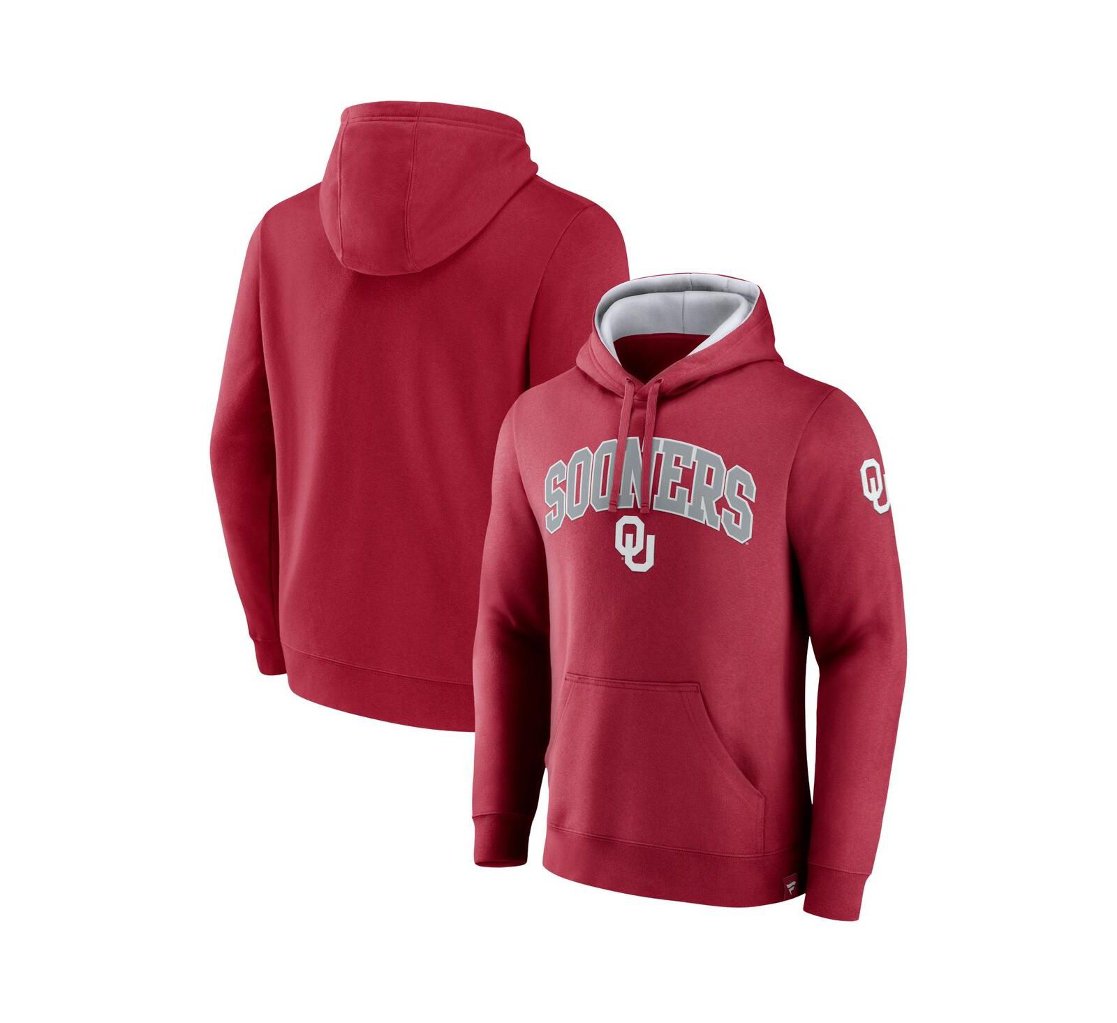Мужское худи Fanatics Crimson Oklahoma Sooners Arch and Logo Tackle Twill Pullover