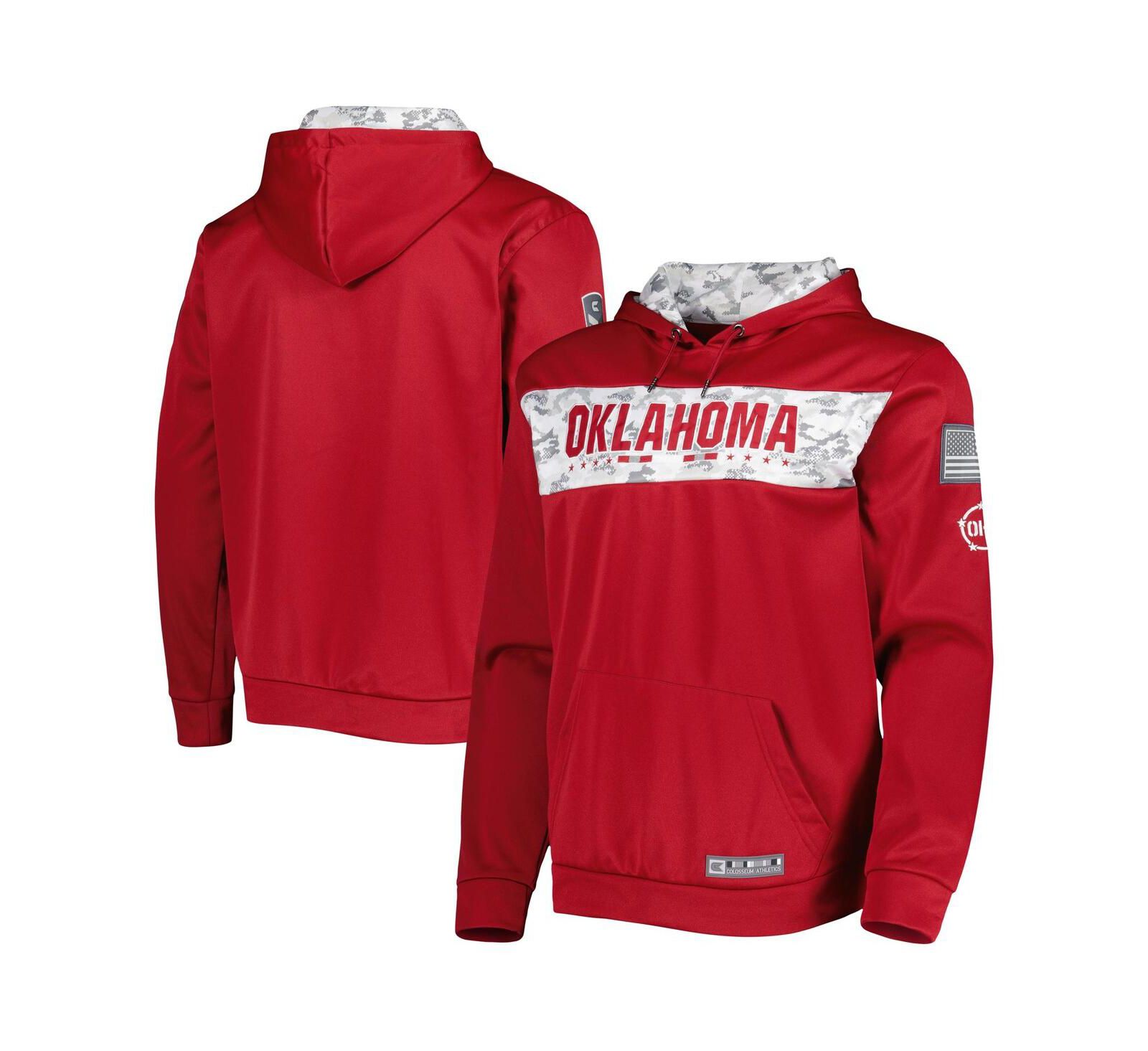 Men's Colosseum Crimson Oklahoma Sooners OHT Military-Inspired Appreciation Team Color Pullover Hoodie