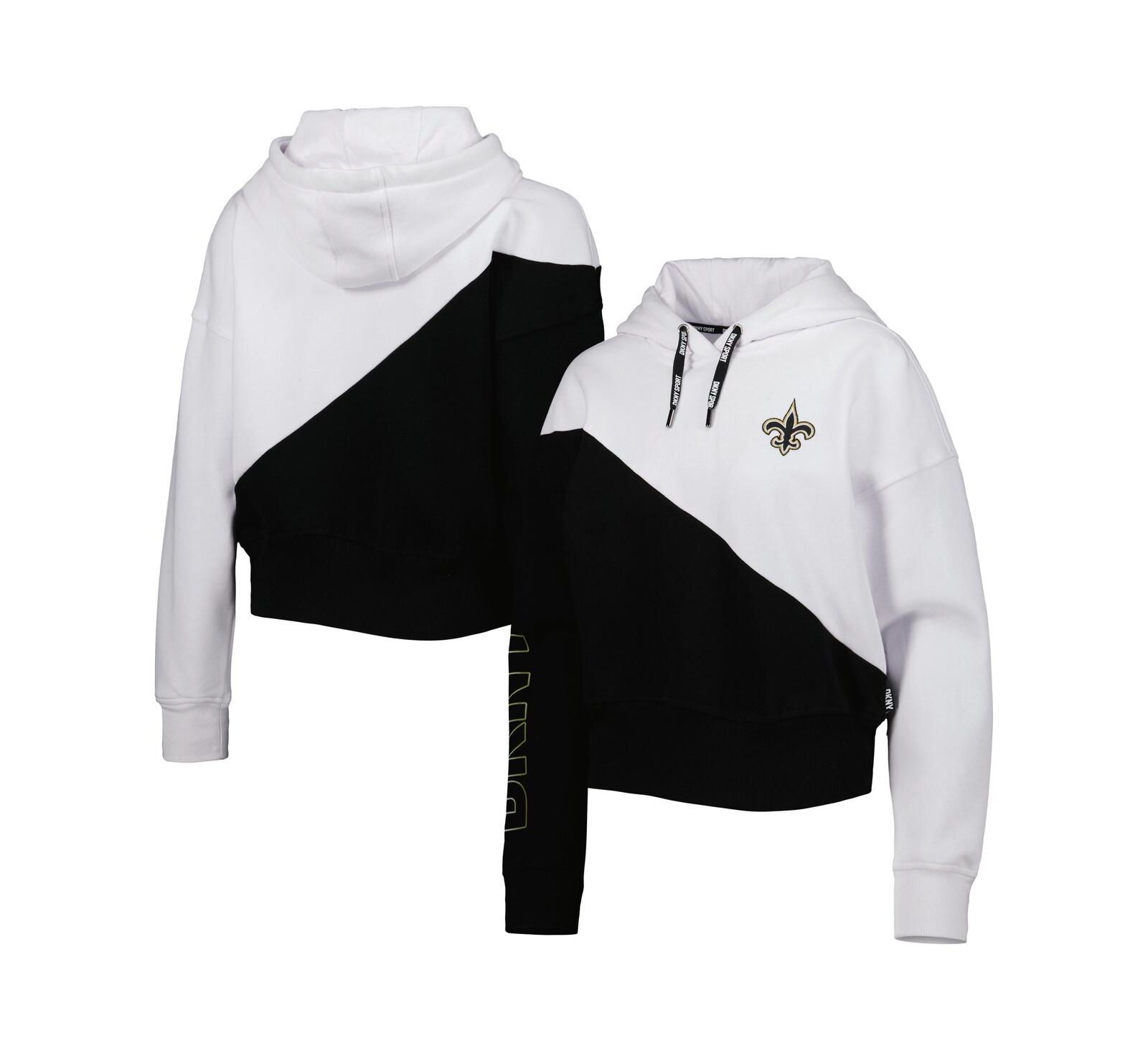 Женское худи DKNY Sport Bobbi Color Blocked, бело-черное, New Orleans Saints
