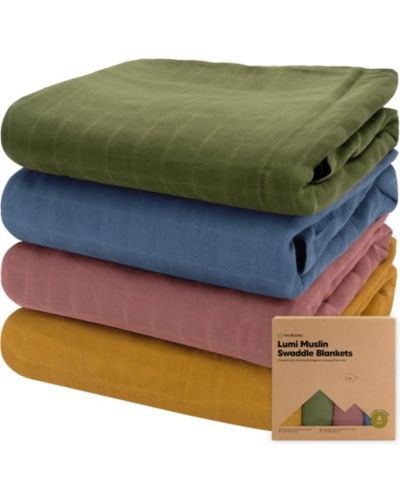 KeaBabies 4pk Muslin Swaddle Blankets for Baby Boys, Girls - Baby Blankets, Swaddles for Newborns