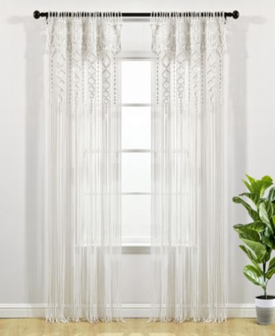 Lush Decor Boho Macrame Текстурная хлопковая штора для окна 40"W x 84"L Белая