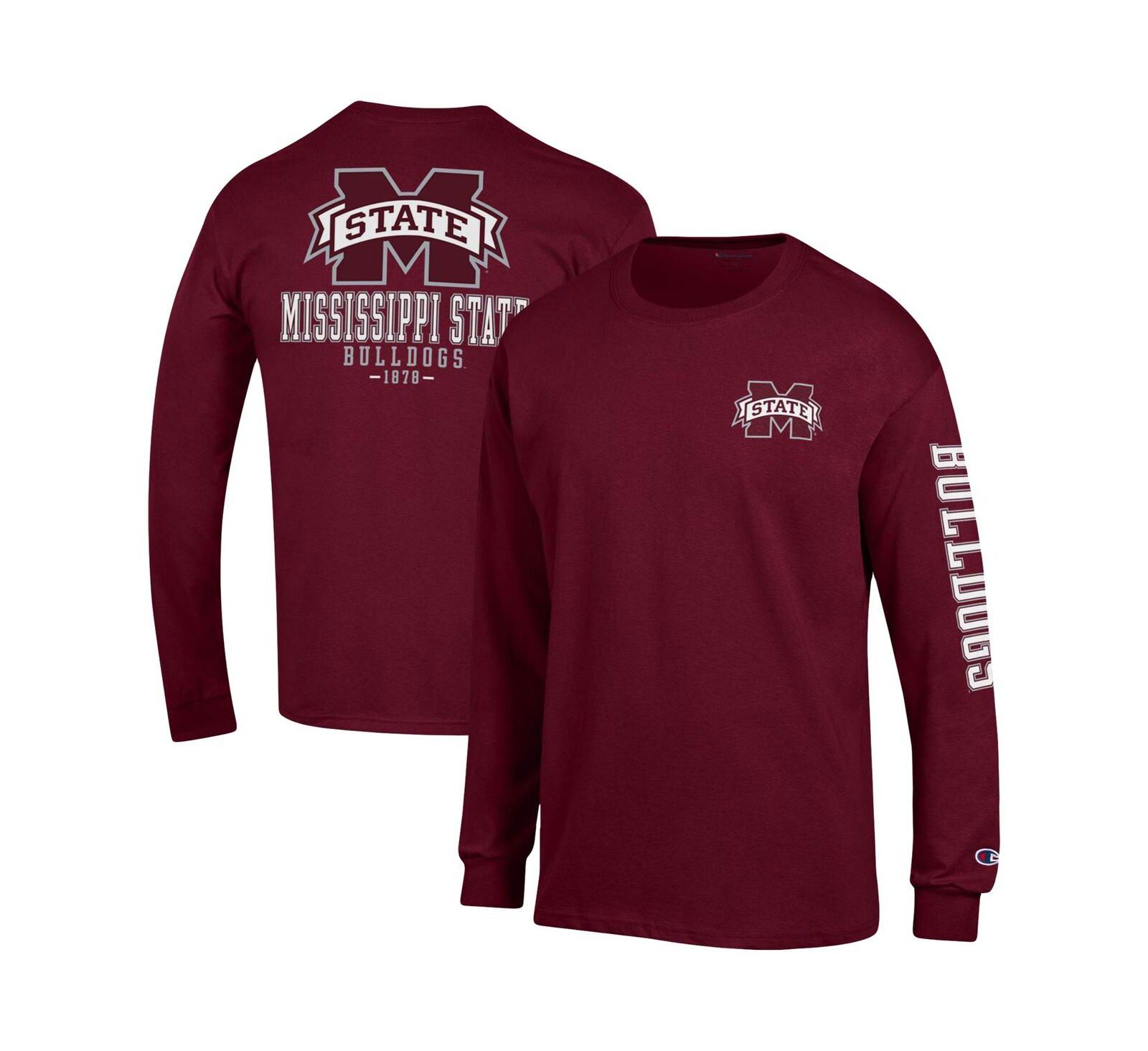Men's Champion Maroon Mississippi State Bulldogs Team Stack Long Sleeve T-shirt