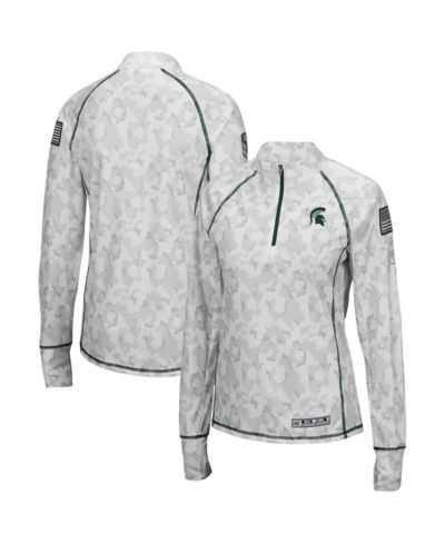 Женская куртка Colosseum White Michigan State Spartans OHT Military-Inspired Appreciation Officer Arctic Camo 1/4-Zip