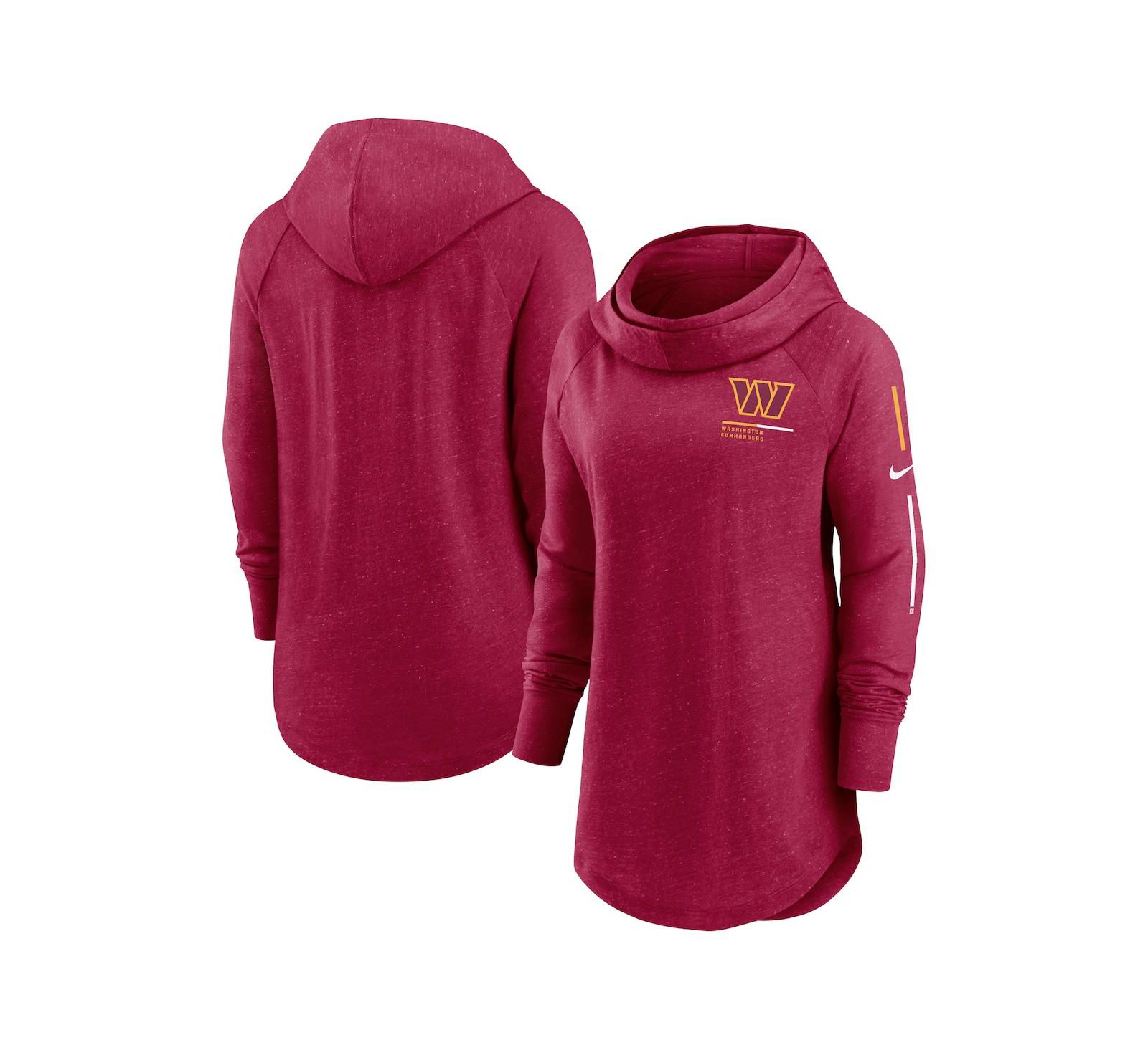 Мужское худи Nike Burgundy Washington Commanders с минималистичным принтом, реглан, воротник-стойка