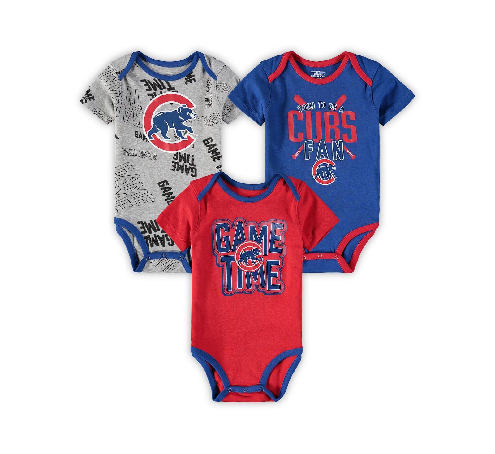 Outerstuff Детский комплект из 3 боди: Chicago Cubs Royal, Red, Heathered Gray Game Time