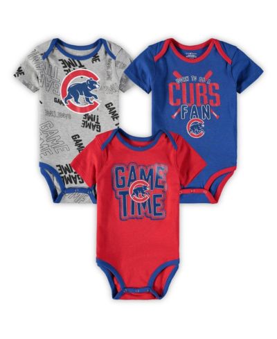 Outerstuff Детский комплект из 3 боди: Chicago Cubs Royal, Red, Heathered Gray Game Time