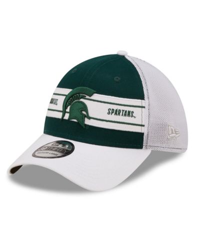 Мужская кепка New Era Green, White Michigan State Spartans Banded 39THIRTY Flex