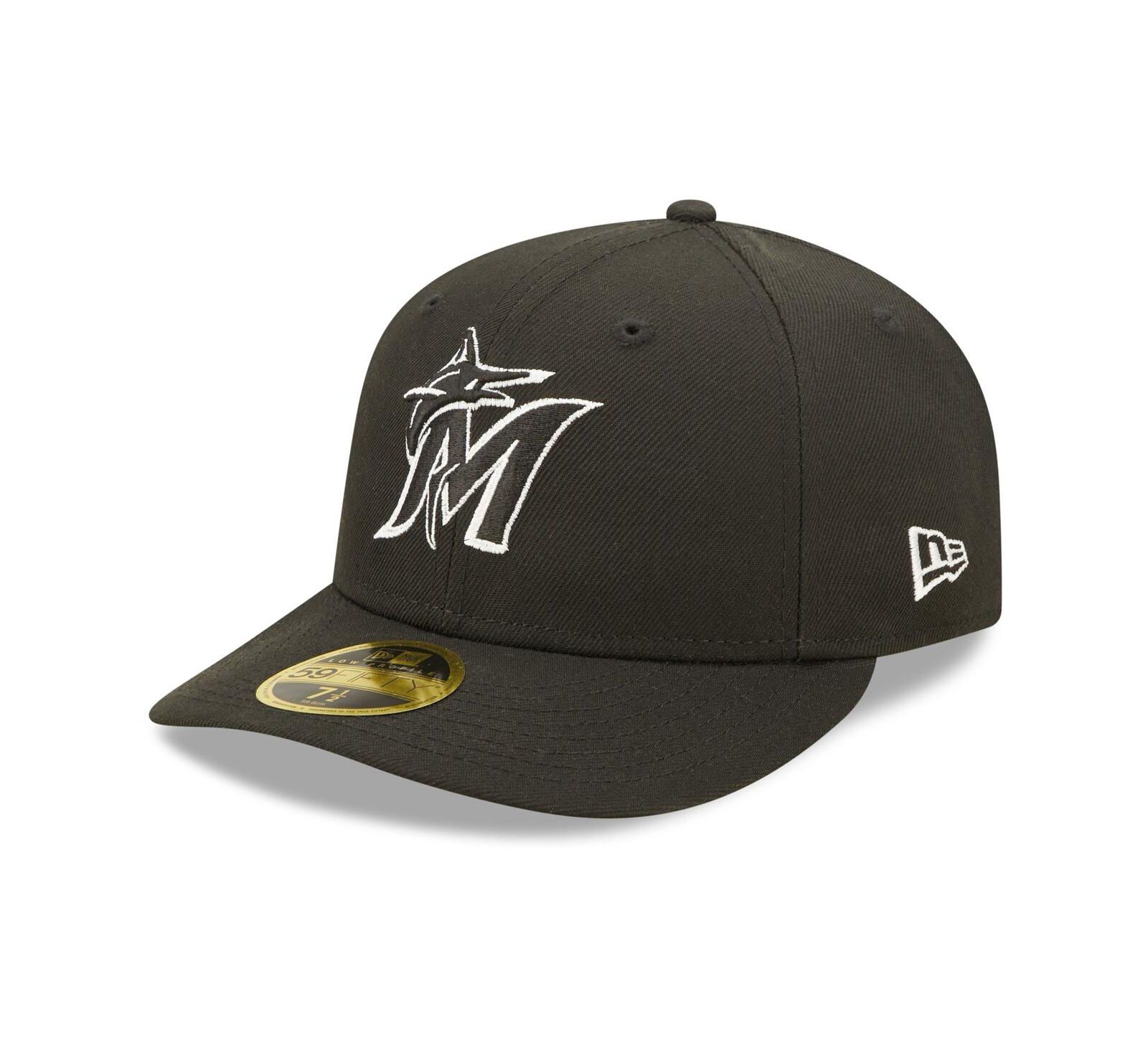 Мужская кепка New Era Miami Marlins Low Profile 59FIFTY Fitted Black/White