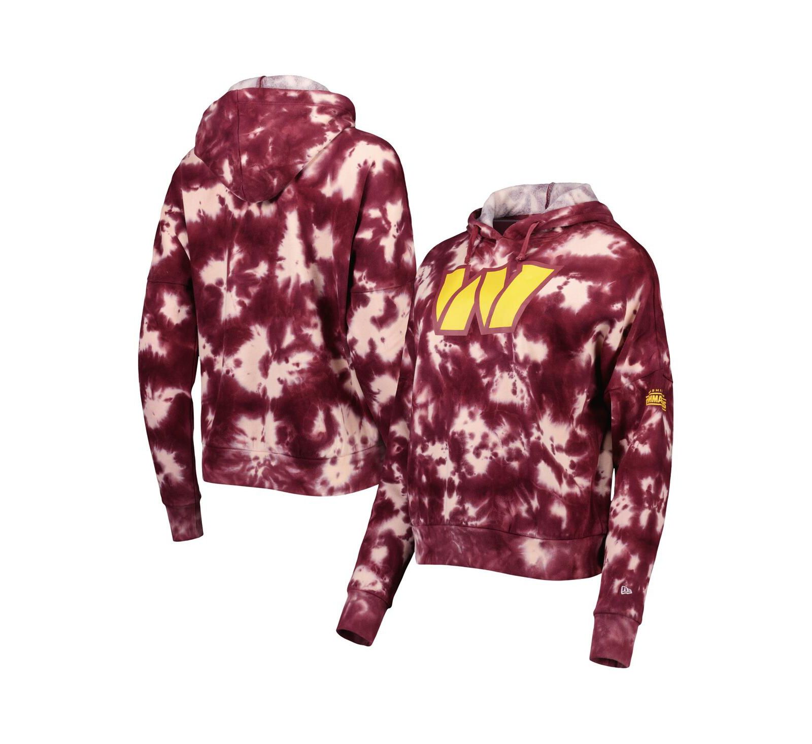 Women's New Era Burgundy Washington Commanders Cloud Dye Fleece Pullover Hoodie
