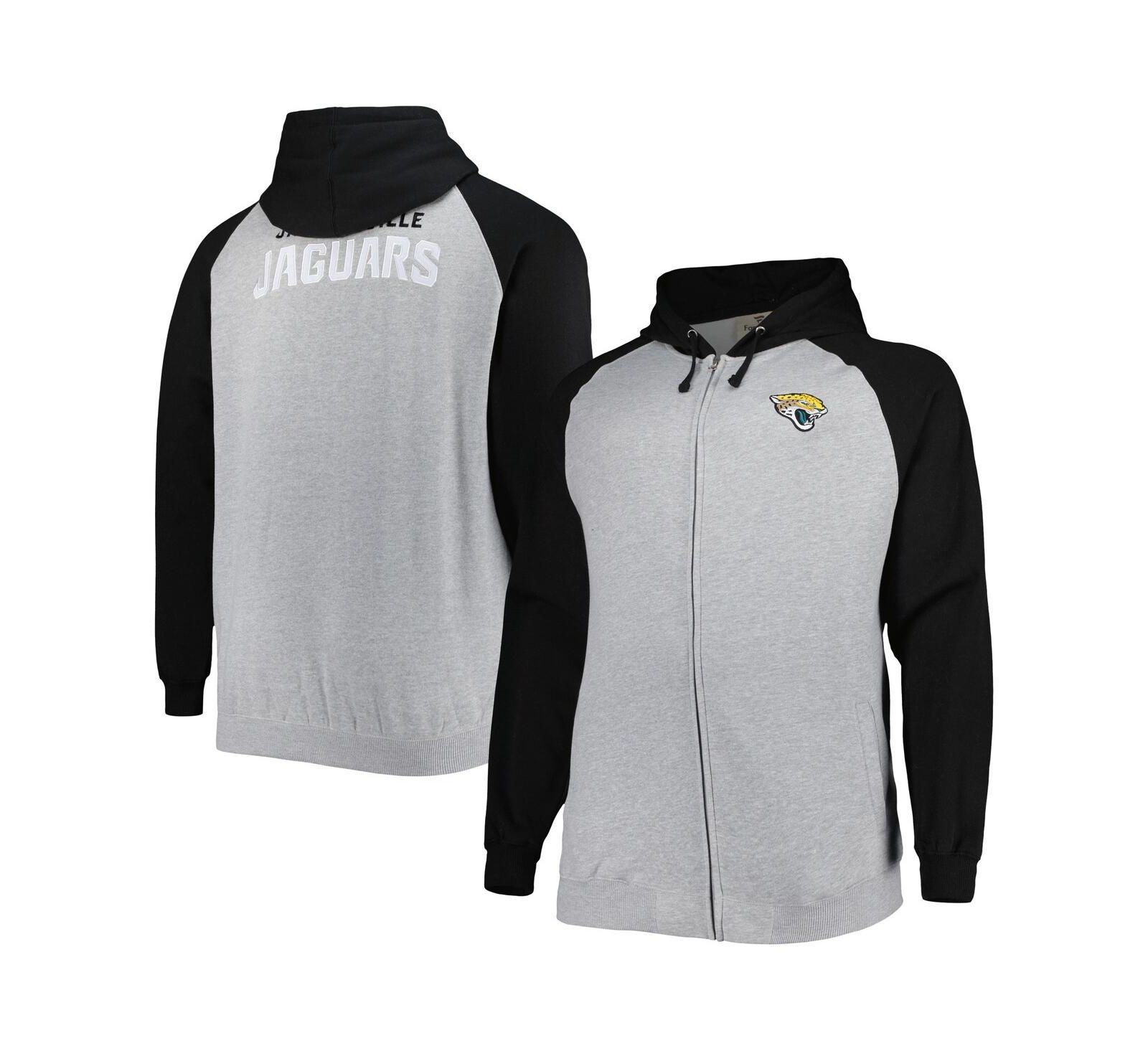 Мужское худи Profile Heather Gray Jacksonville Jaguars Big and Tall Fleece Raglan Full-Zip