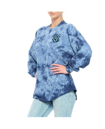 Women's Fanatics Deep Sea Blue Seattle Kraken Crystal-Dye Long Sleeve T-shirt